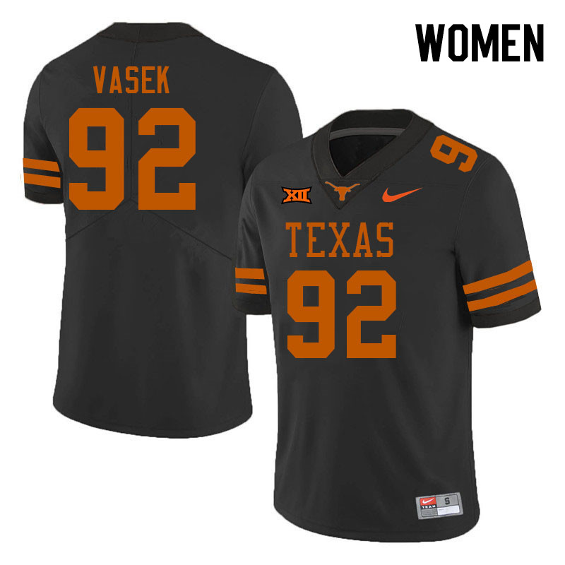 Women #92 Colton Vasek Texas Longhorns 2023 College Football Jerseys Stitched-Black